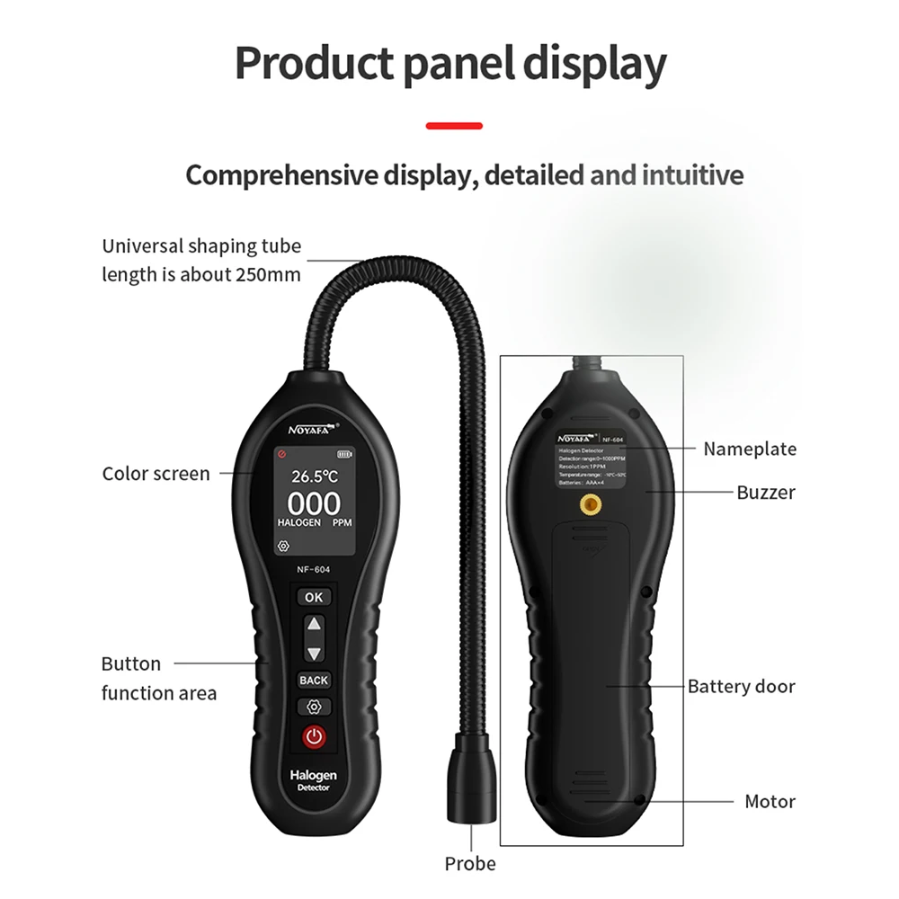 NOYAFA NF-604 Detektor gazu halogenowego Klimatyzacja Detektor wycieku fluoru Samochodowy czynnik chłodniczy Wykrywanie nieszczelności gatunków