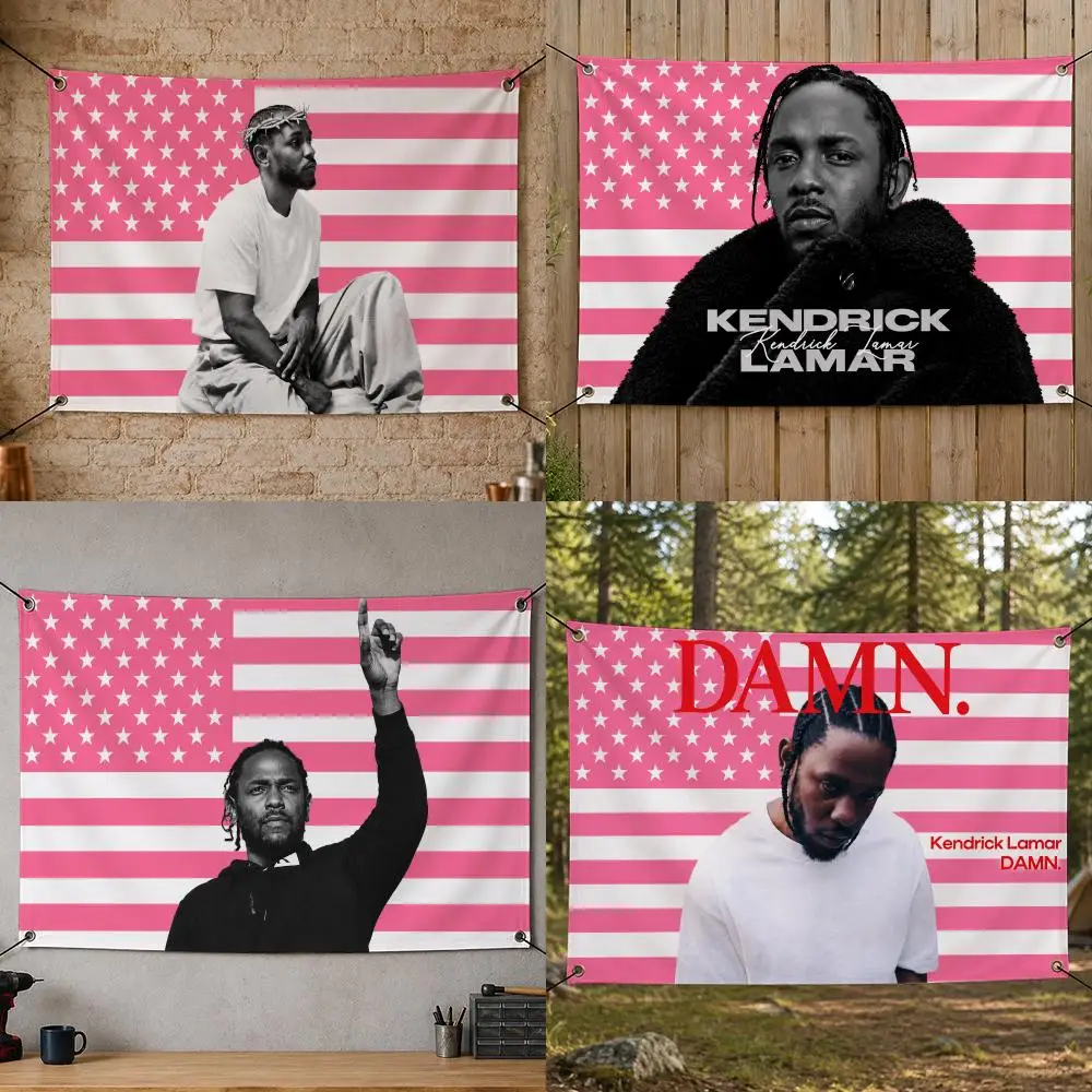 Rapper Iconic K-Kendrick Lamar Flags Flag Banner for Bedroom Dorm Party Home Living Room Game Room Gift