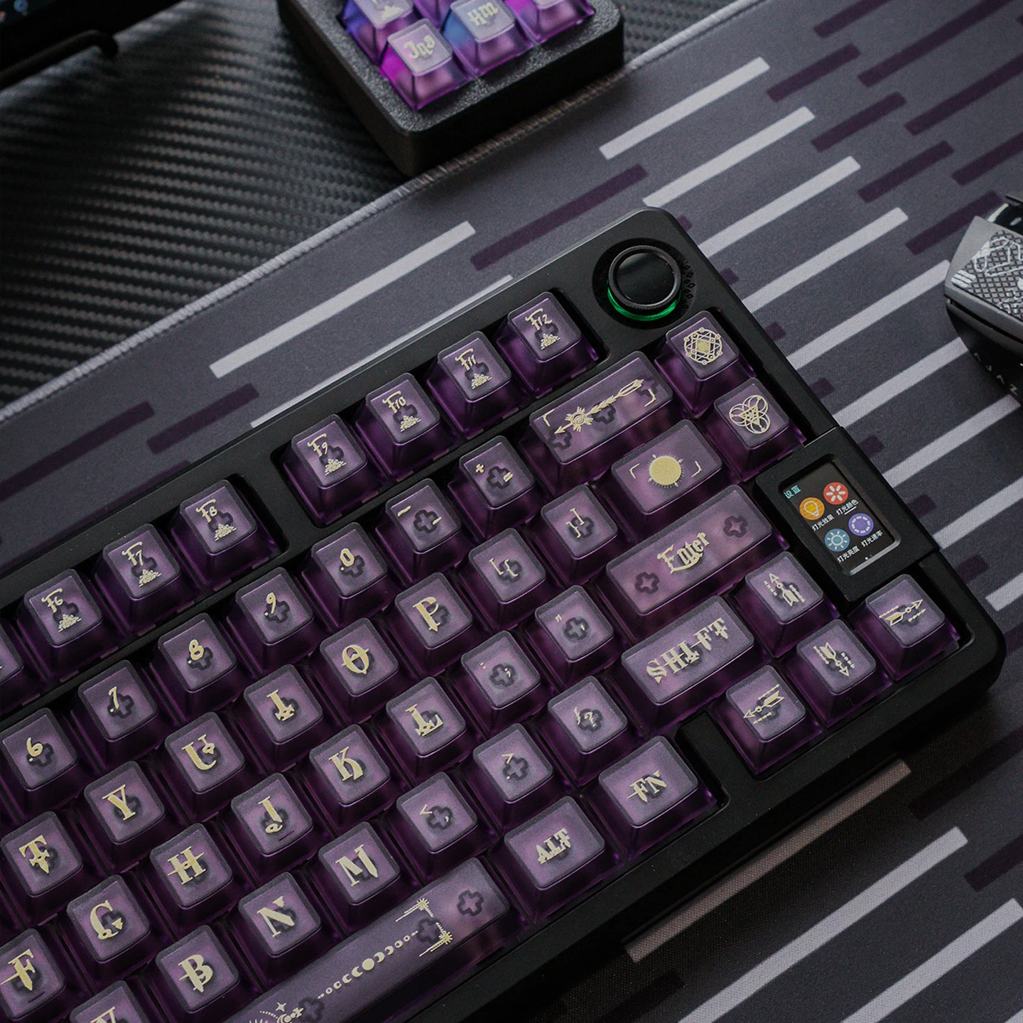 TapTempo Purple Clear Keycaps Fog Translucent Keycap UV Cherry Profile Backlit PC Keycaps Custom For MX Mechanical Keyboard