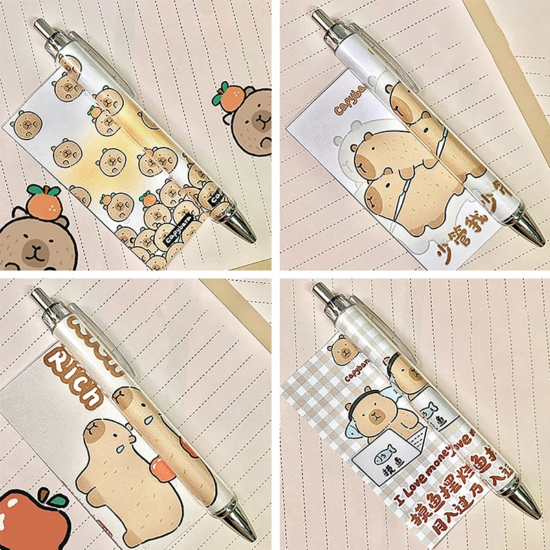 Capybara-Bolígrafo de prensa de dibujos animados para estudiantes, bolígrafos de Gel de papel, de secado rápido, suministros de papelería creativos Kawaii, 0,5mm