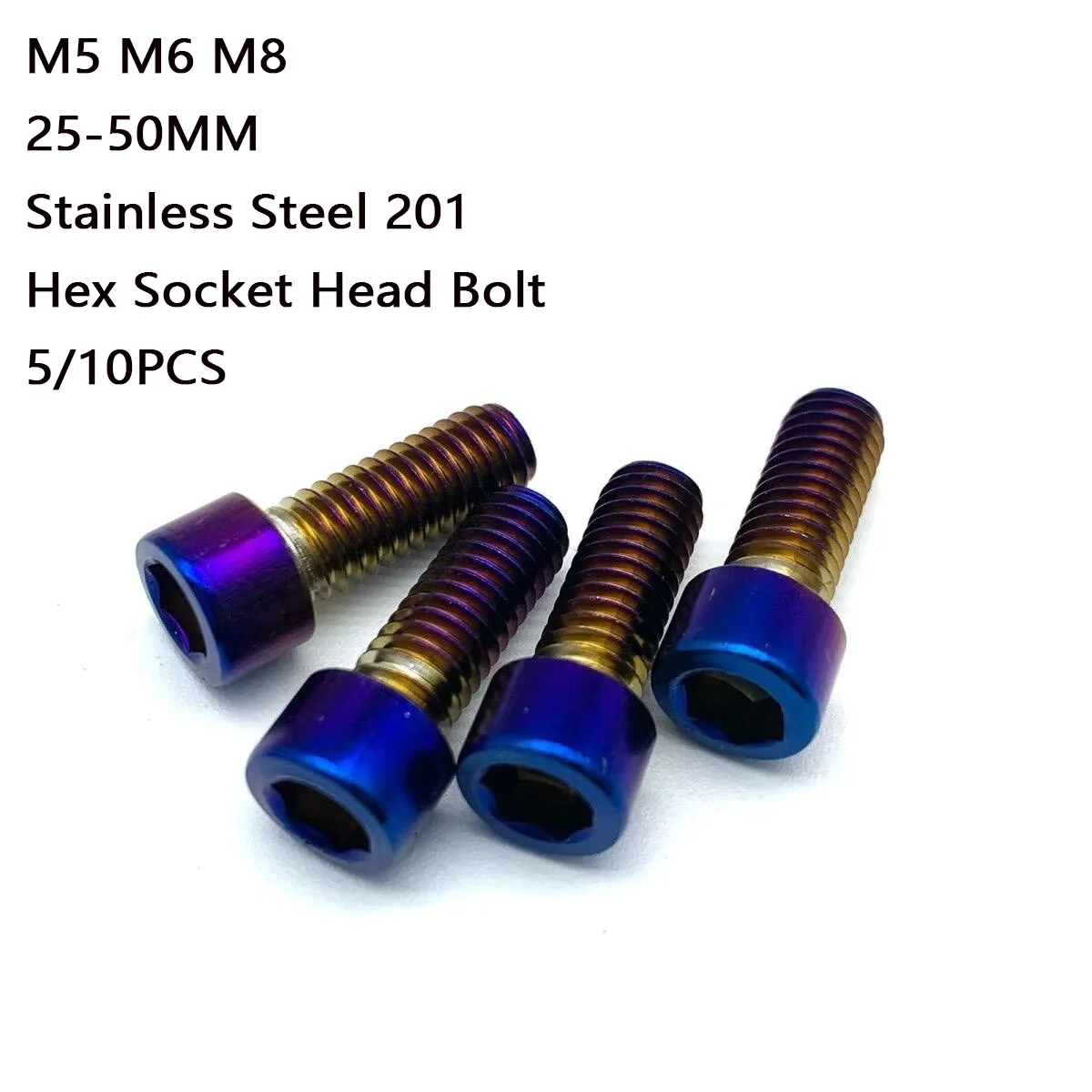 5/10 pcs Hexagon Hex Socket Cap Head Screw M6 M8 Stainless Steel Allen Bolt Motorcycle Screw LS03