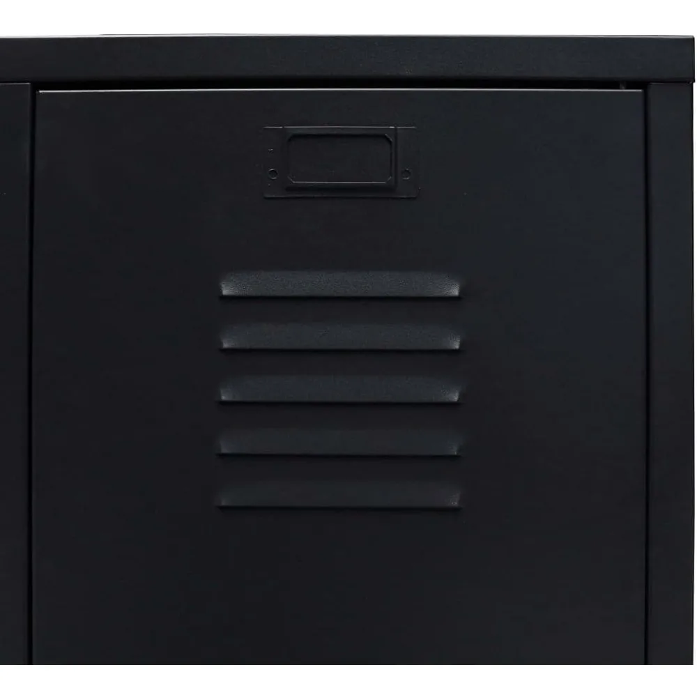 خزانة ملابس سوداء على الطراز المعدني الصناعي مع أرفف وأدراج قابلة للتعديل، وحاملي بطاقات اسم فريدة من نوعها - متينة وعملية