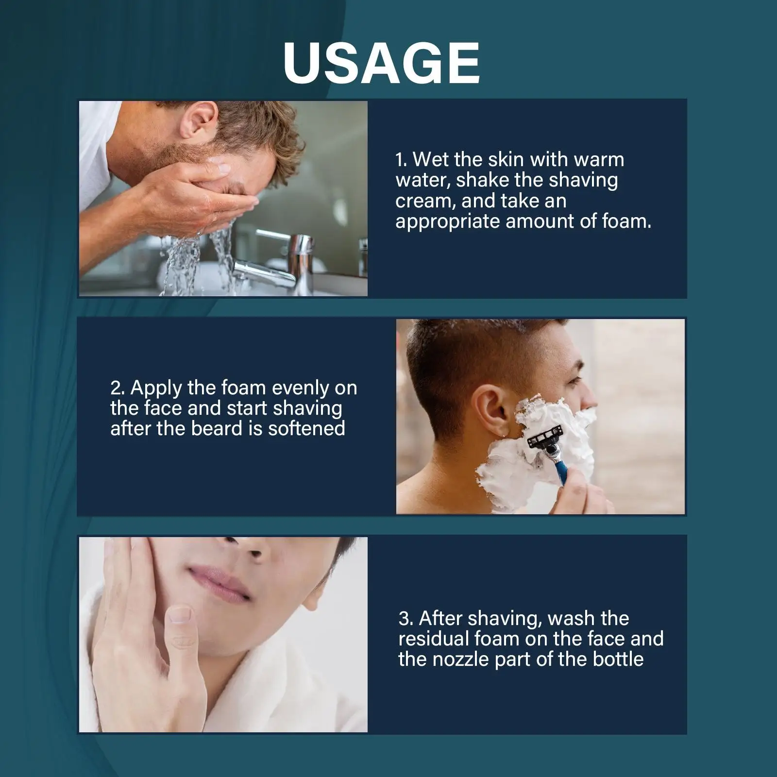 Soothing Shaving Foam for Men Slick Shave Gel Beard Softener Facial Care Cream for Barber Shop Grooming