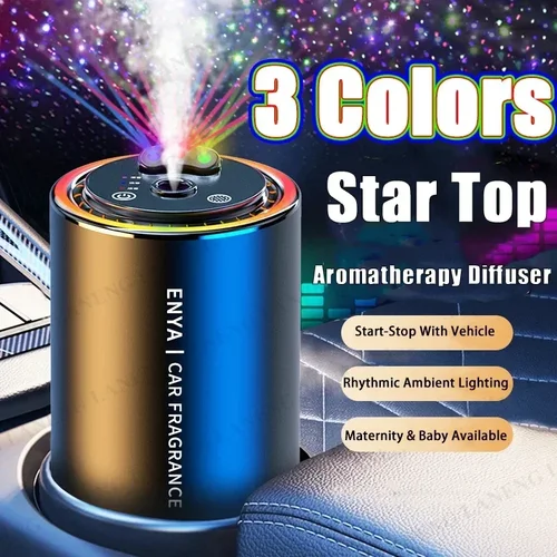 Imagen 2 del producto Aromaterapia para automóvil con cielo estrellado de 3 colores: ambientador automático con spray inteligente, difusor de perfume multifuncional para interiores de automóviles