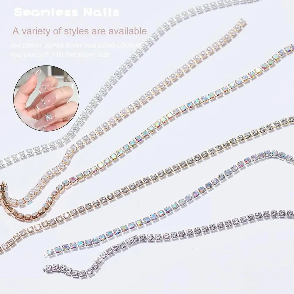 6 szt. Łańcuszek do paznokci biżuteria błyszcząca ozdoba z łańcucha do paznokci łańcuszek do paznokci DIY Charm Rhinestone biżuteria