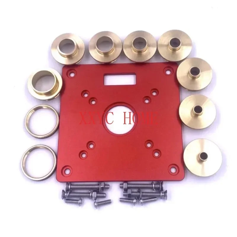 

Universal Aluminium Router Insert Plate + 10PCS Brass Template Guide Bushings for Makita RT0700C or 3701, 3703, 3709 Trimmers