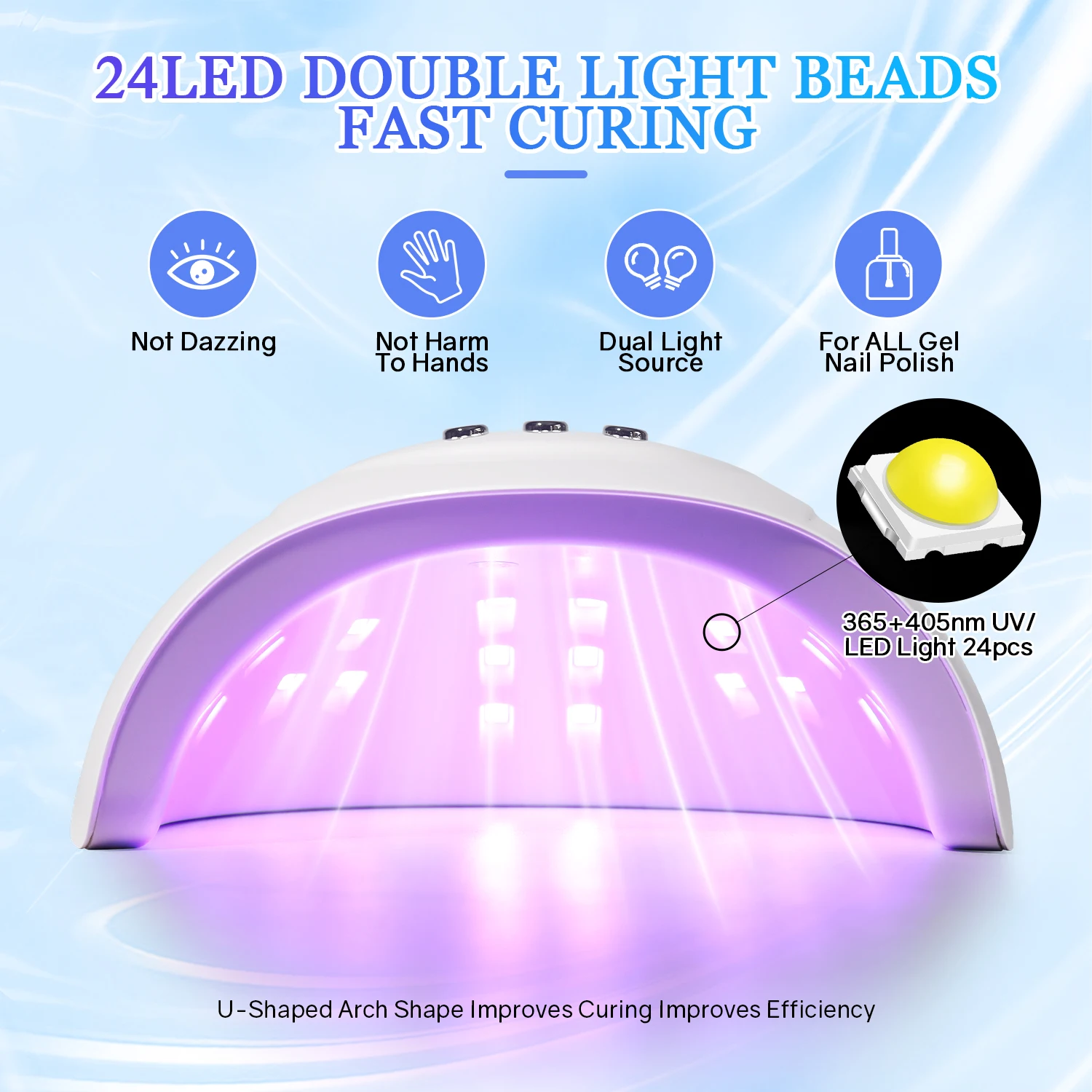 24Beads LED Lampa do paznokci z automatycznym czujnikiem 3 ustawienia timera 72W Profesjonalna suszarka do paznokci z światłem UV do szybkiego utwardzania Narzędzie do salonu żelu polskiego