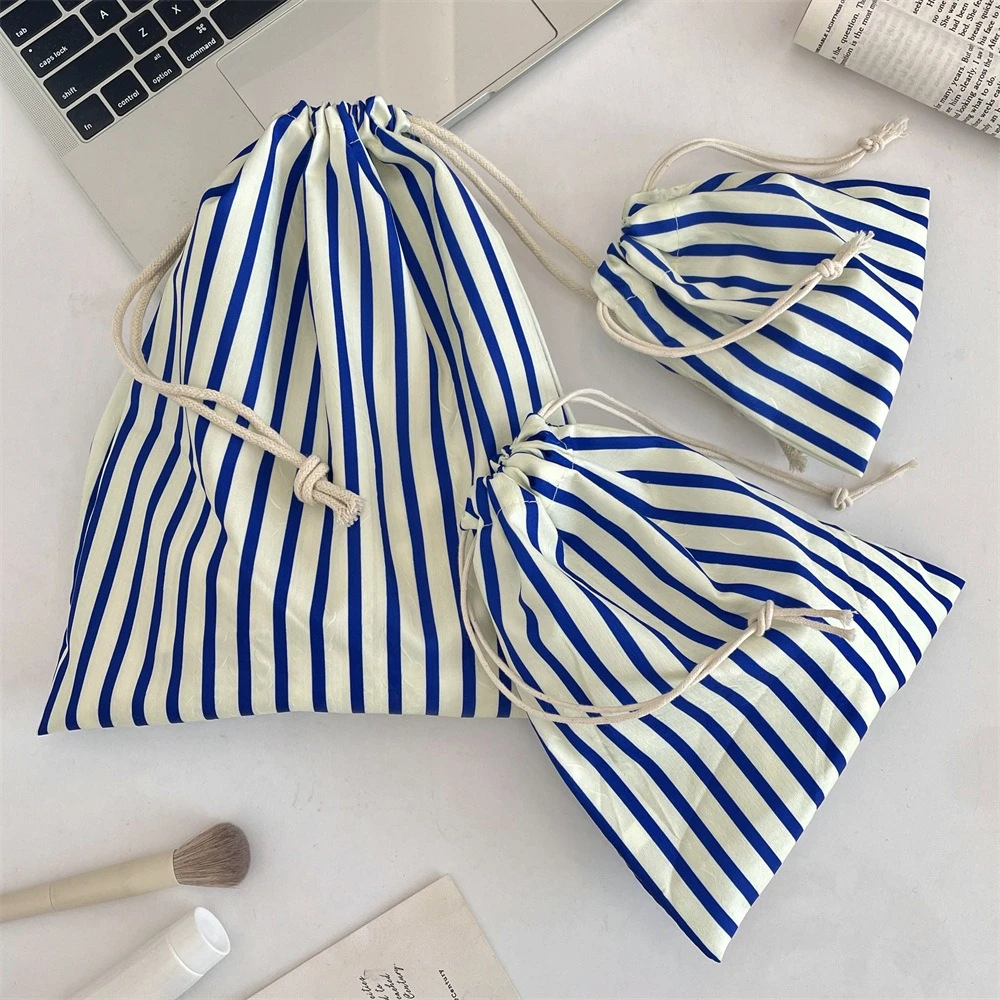 Floral Drawstring Makeup Bag Women Travel Cosmetic Organizer Portable Toiletry Storage Pouch Kawaii