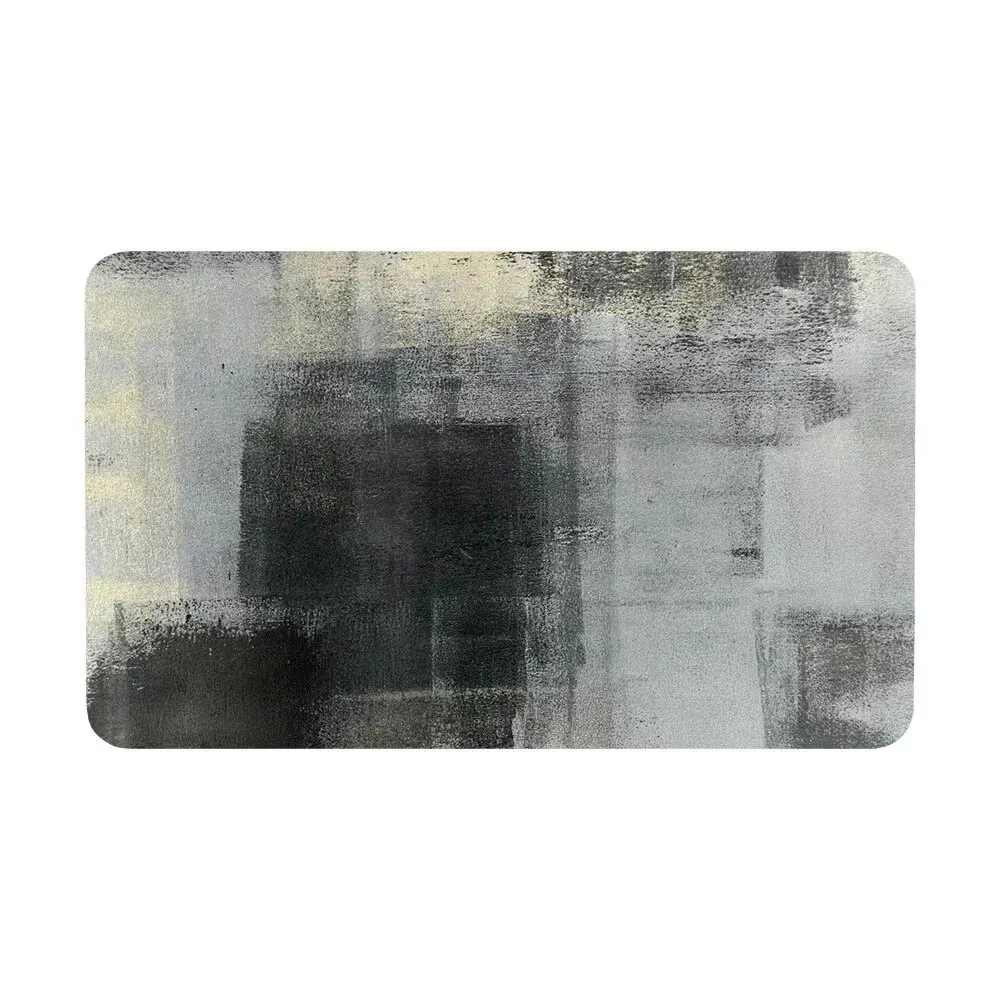 50X80CM Flannel Carpet Fashion Modern Abstract Art Watercolor Blue Grey White Doormat Bedroom Living Room Kitchen Floor Mat