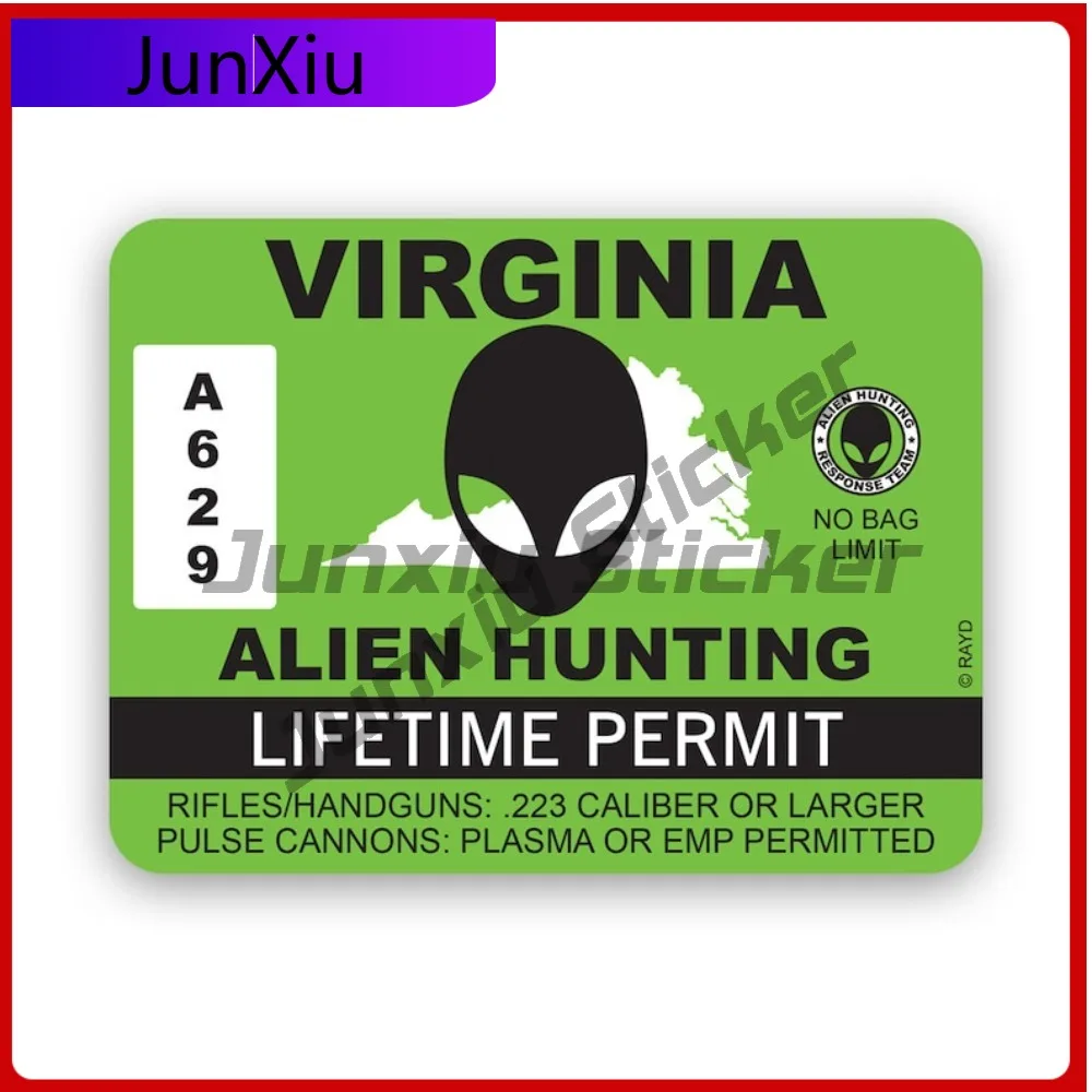 

Virginia Alien Hunting Permit Sticker Waterproof Funny Laptop Waterproof Vinyl Decal For Letter Boxe Creative Sticker Creative