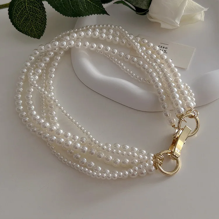 Stylish Multilayer Pearl Necklaces for Women with Vintage Geometric Metal Buckles