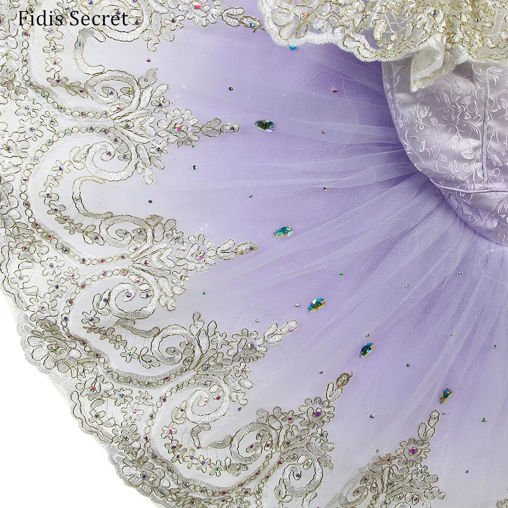 Ombre Purple Flower Fairy Princess Classical Platter Ballet Tutu,Girls Ballerina Concert Competition Professional Stage Costumes