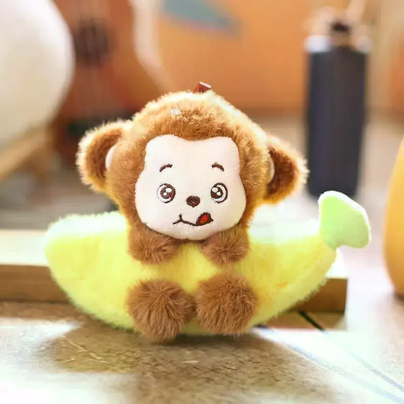Loveable Plush Monkey in Banana Design Keychain, Perfect Bag Accessory for Boys