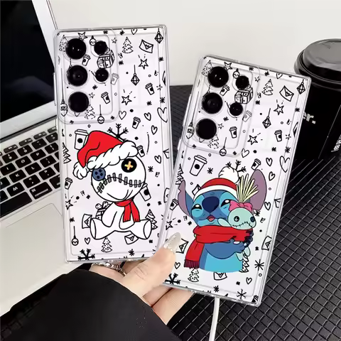 Disney Christmas Stitch Clear Cover Case for Samsung Galaxy S21 S23 Ultra Note 20 Ultra 10 S25 Edge S22 FE S20 Plus S24