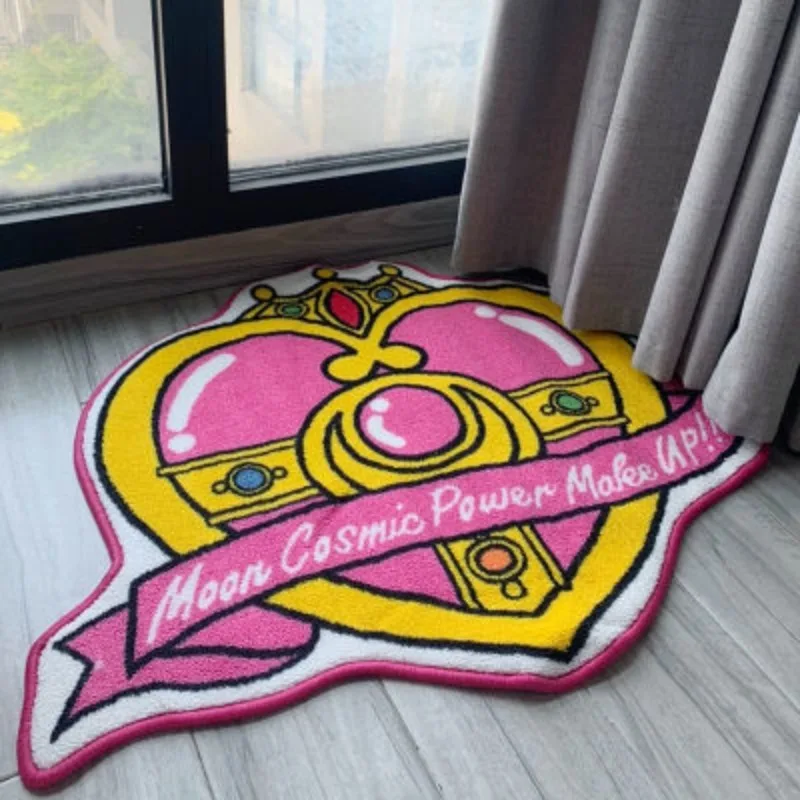 

Irregular Sailor Moons Cartoon Cute Cashmere-Like Floor Mat, Non-Slip Plush Bedside Rug for Living Room Bedroom Home Use