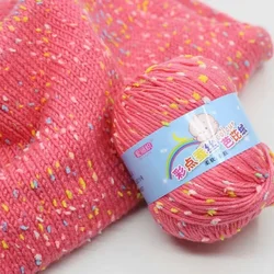 50G Chunky Silk Cotton Yarn for Baby Blankets with Snowflake and Polka Dot Design Candy Colored Polka Dot Knit Yarn Wholesale