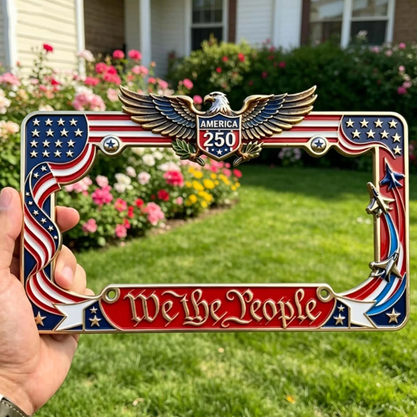 suporte-para-placa-de-carro-com-Aguia-e-bandeira-americana-250º-aniversario-A-prova-de-ferrugem-e-estavel-para-celebracoes-patrioticas-e-aniversarios