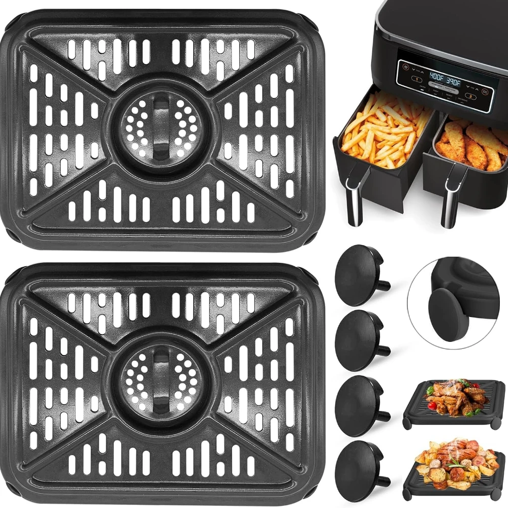 Air Fryer Crisper Plate For Ninja Foodi AF400 DZ401 9.5L Dual Zone Nonstick Grill Plate Replacement Tray Rack With Feet