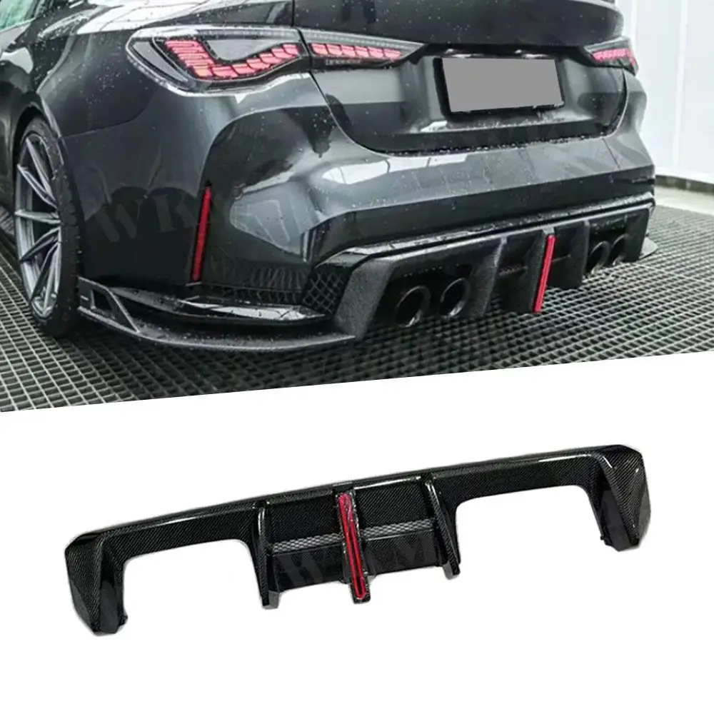 

for BMW G80 G82 G83 M3 M4 2021+ Dry Carbon Fiber Rear Bumper Diffuser Lip Spoiler With Led Light Bodykits Accessories FRP