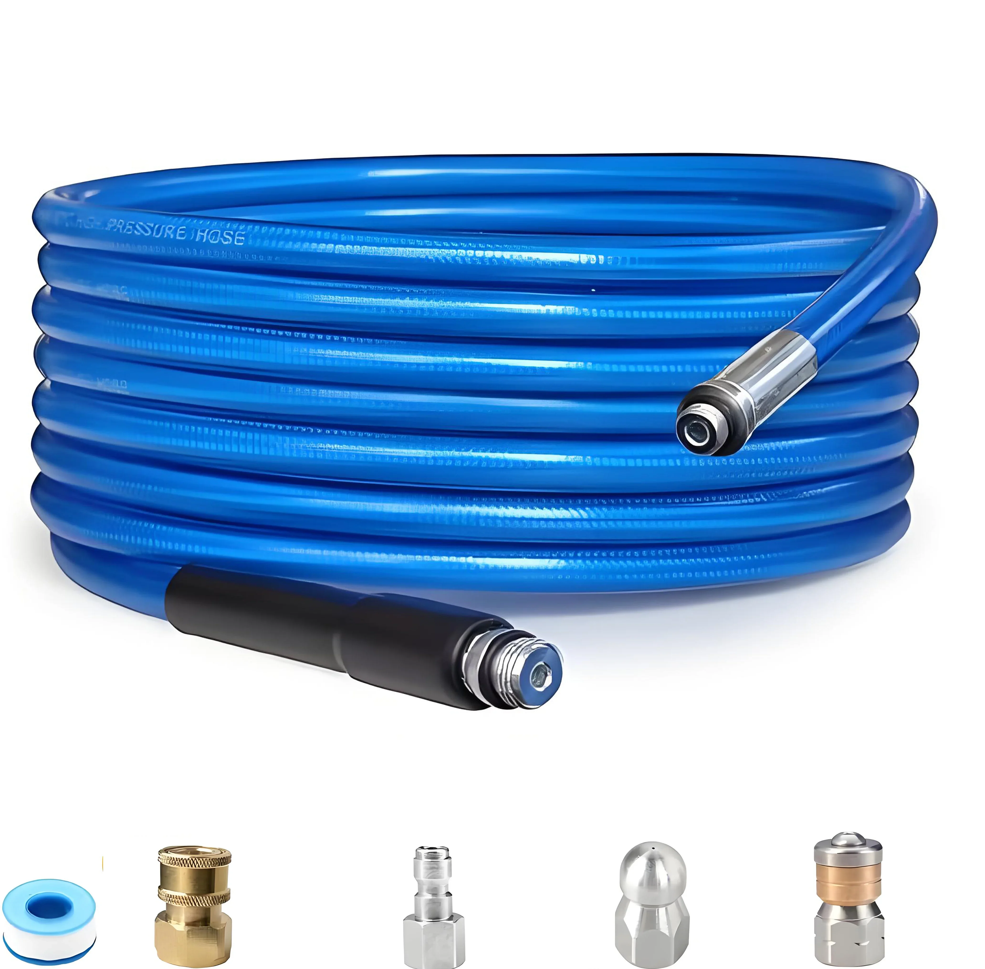 100FT Sewer Jetter Kit for Pressure Washer,5800PSI Water Jet Drain Cleaner Hose NPT Corner Rotating