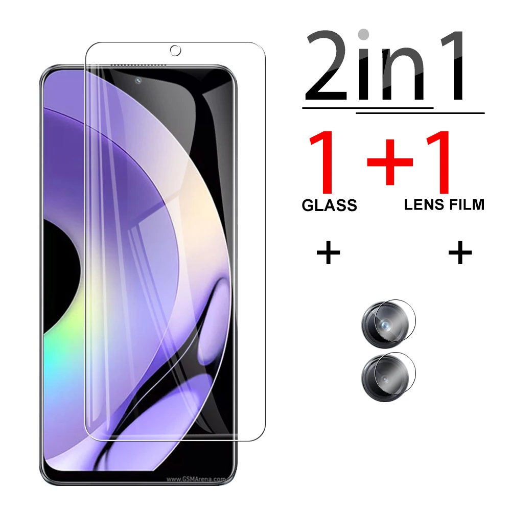 2 в 1, Защита экрана для объектива с защитой от царапин для Realme 10 9 Pro 9i 8i, защитное стекло realmec33 C30s C31 C35 V23 GT GT2 Neo2 Neo3