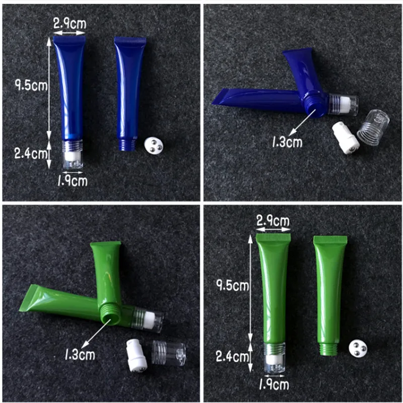 Empty Eye Cream Roll Roller Ball Bottle Skin Care Cosmetic Hose Perfume Liquid Container Refillable Bottle Squeeze Soft Tube