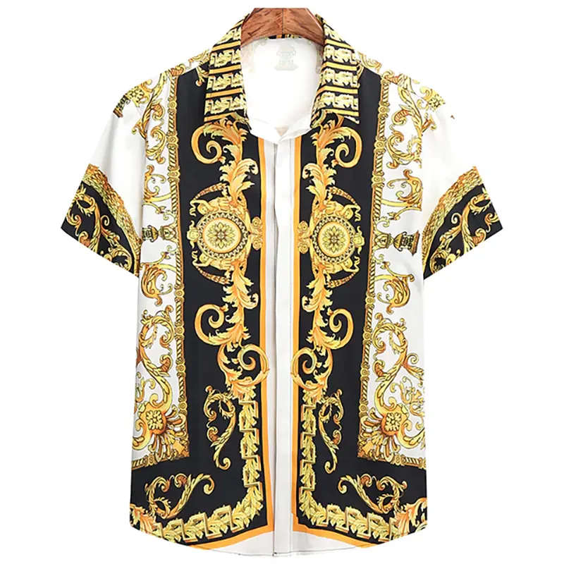 Baroque 3D Printed Hawaiian Beach Shirts Luxury Men Women Fashion Streetwear Vintage Short Sleeve Shirt Tops Blouse Man Clothing