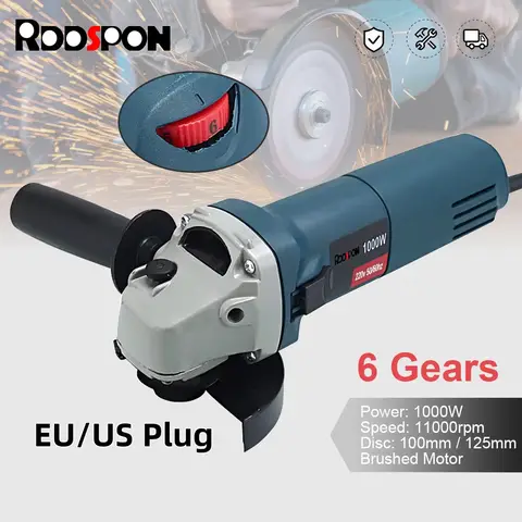 1000W 앵글 그라인더 6 기어 다기능 핸드 헬드 100/125MM 전기 금속 연삭 절단기 도구 110V 220V 플러그