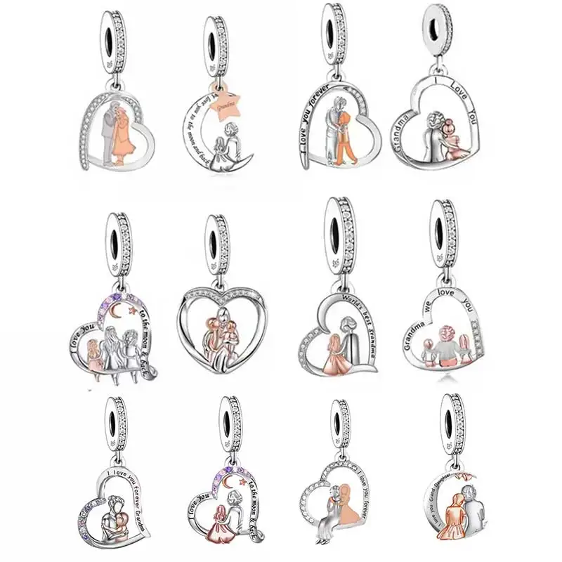 

Fit Original Pan Charms Bracelet 925 Sterling Silver Granddaughter Grandma I Love You Forever Bead For Making Women Berloque DIY