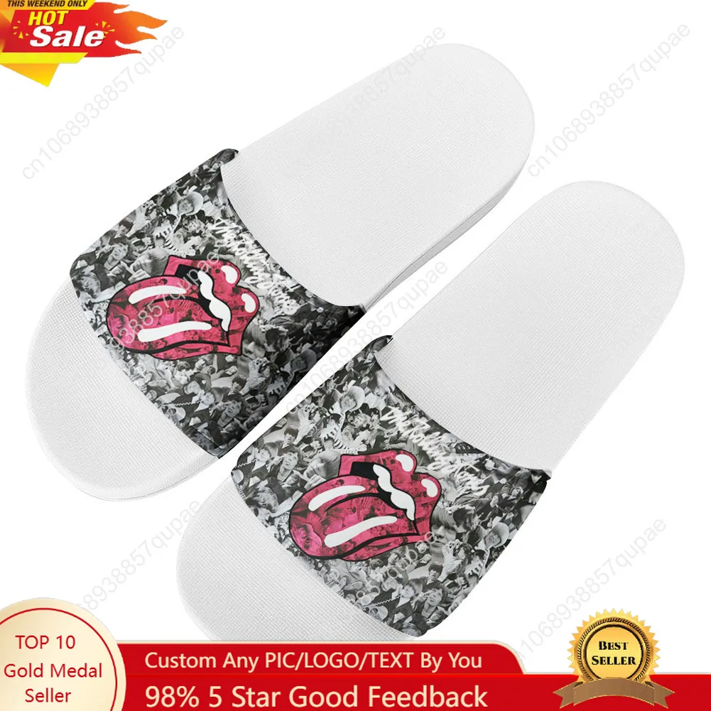 

The Rolling Stones Rock Slippers Home Water Shoes Men Women Teenagers Beach Fashion Pool Sandals Custom Made Summer Slipper