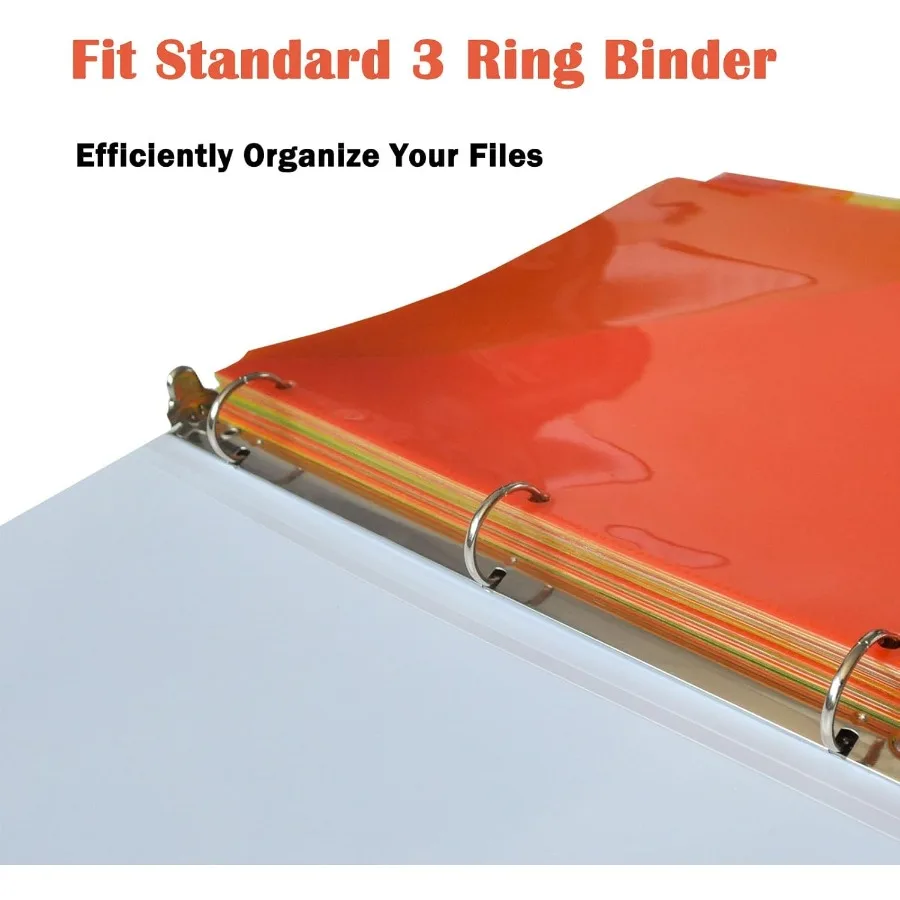 24 Count Divide with Two Pockets Plastic 8 Insertable tabs Divide for 3 Ring Binder Organizer Binder Pockets for Letter Size Pa