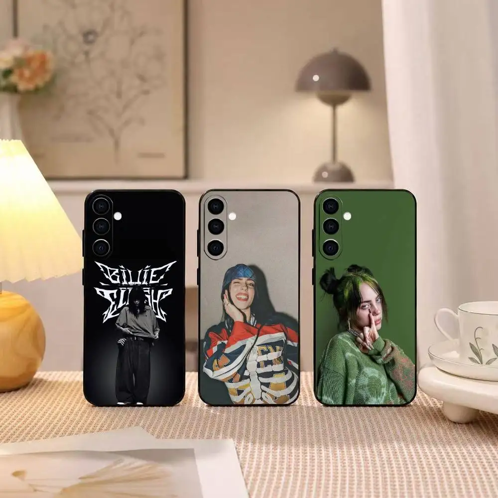 Funda de teléfono de regalo S-Singer Billie E-Eilish para Samsung Galaxy A73,A72,A71,A70,A53,A52,A51, otras fundas negras suaves