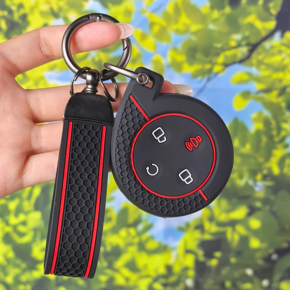 Stylish Hex Grain Remote Key Protector With Keychain For Great Wall POER Truck GWM P Series Pickup Cannon Alpha Car Key Case