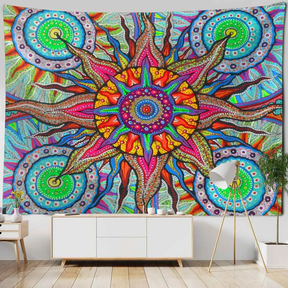 

Vintage kaleidoscope pattern printed tapestry wall hanging colorful mandala wall decoration room decoration yoga mat bed sheets