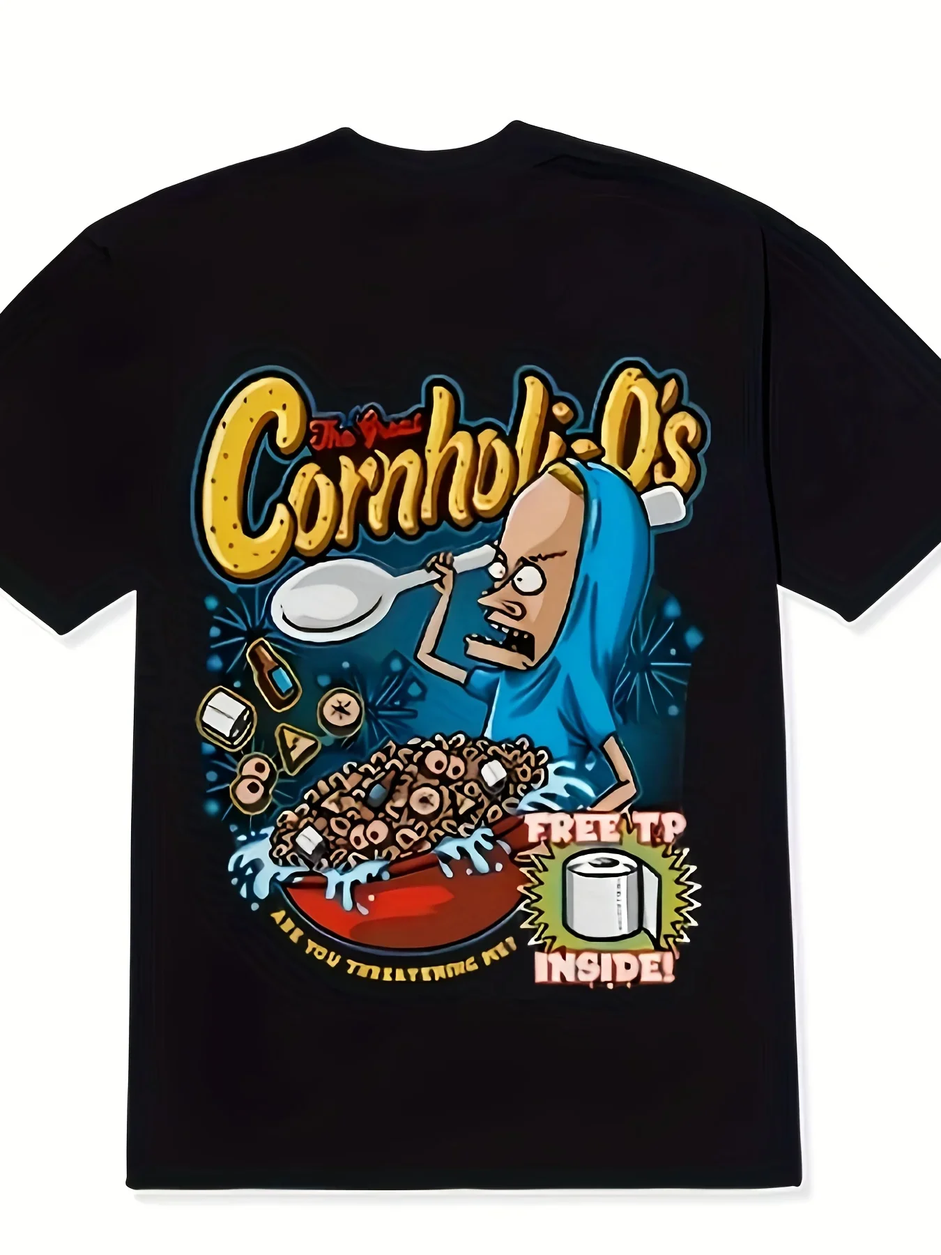 

Funny Beavis Butthead Graphic Tee Men's Black Cotton Short Sleeve T-shirt Trip