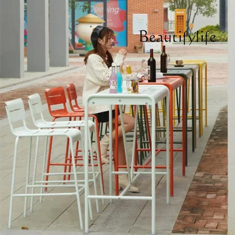 Q Organizer Sedie da bar alla moda Salotto minimalista all'aperto Sedie da bar d'attesa Ristorante moderno in metallo Banqueta Mobili unici