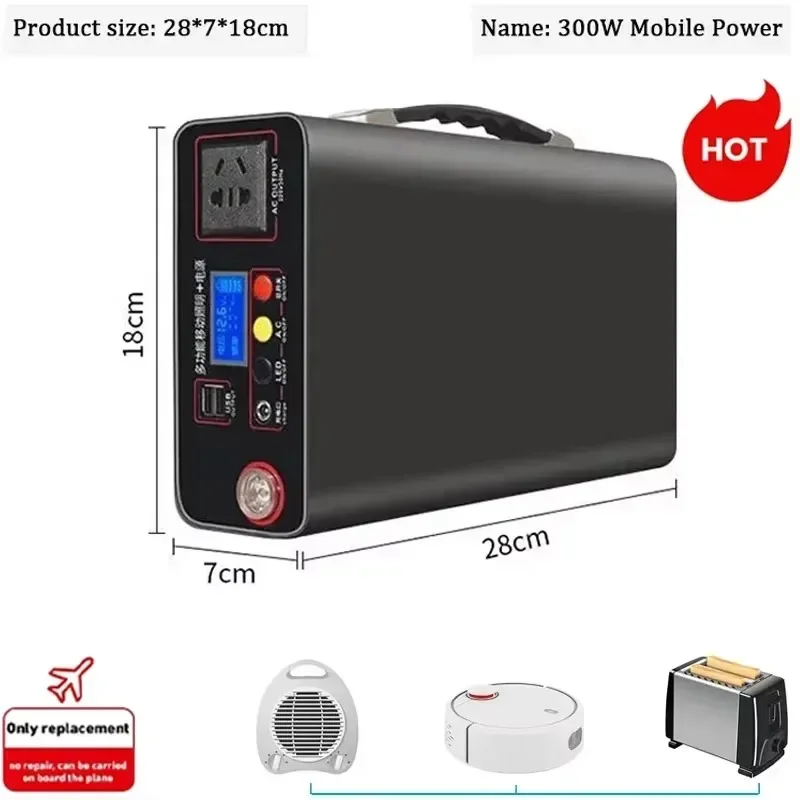 90000mah Outdoor Power Bank90000mah Portable Power Station 220V300W Home Camping Lifepo4 Electric System Rechargeable Generator