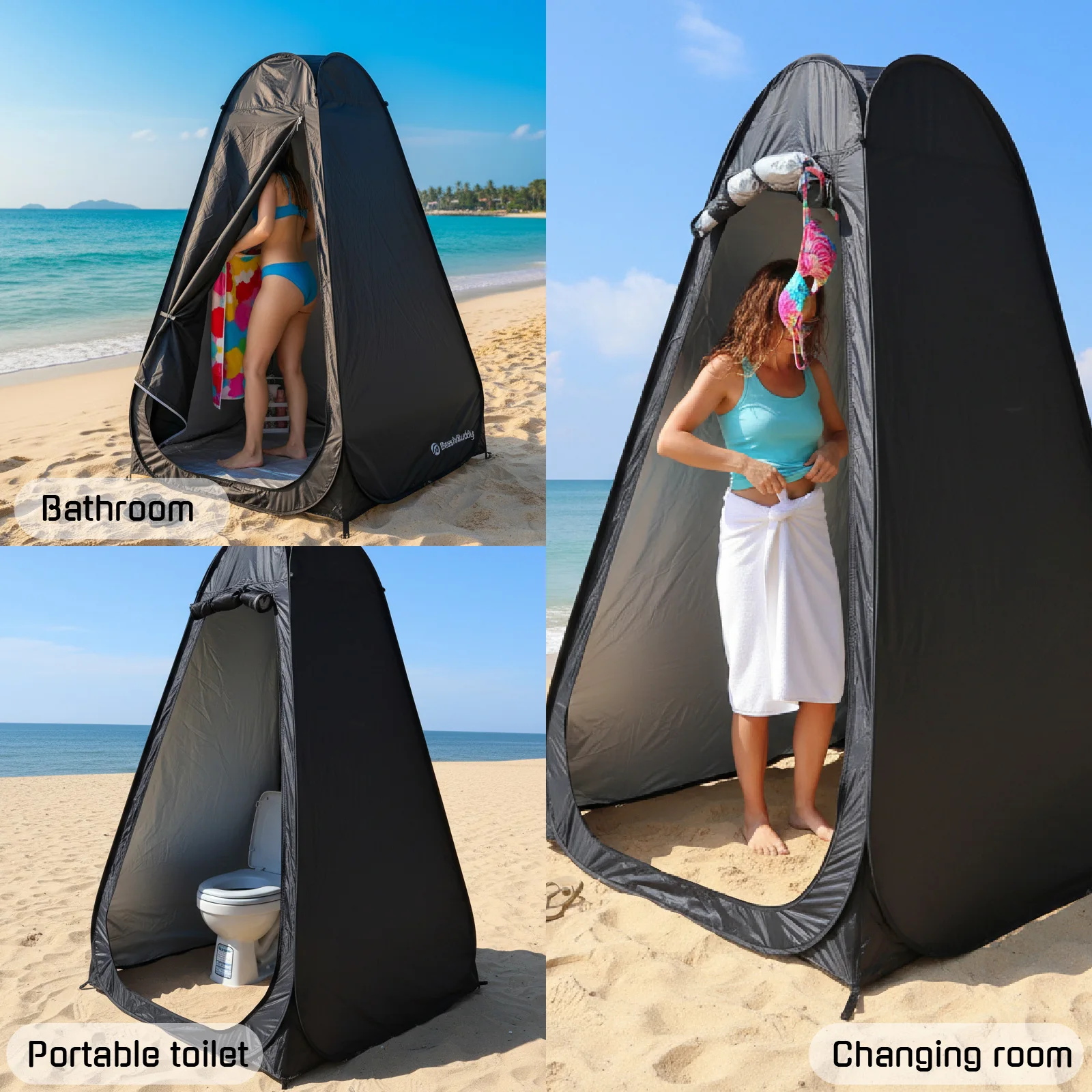 

Портативная складная палатка-душ для улицы с сумкой для хранения, простая в установке, для пляжа и кемпинга - идеально подходит для использования на открытом воздухе