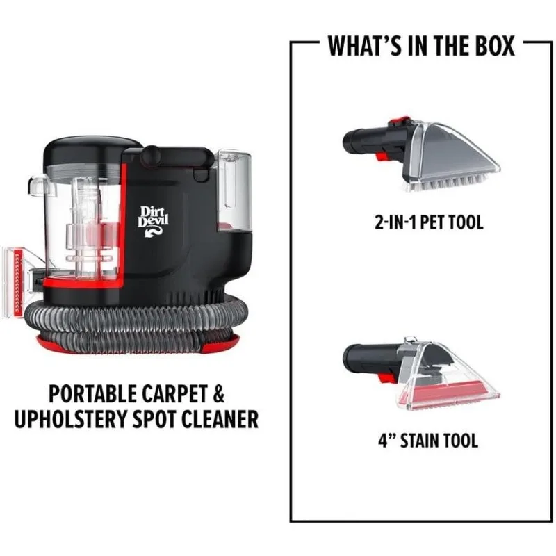 Dirt Devil Portable Spot Cleaner Machine for Carpet and Upholstery, Powerful Suction Spot Cleaning Machine with Versatile Tools
