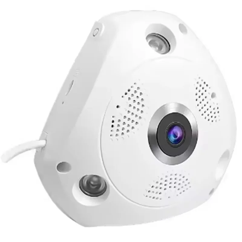 Telecamera dome IP Fisheye con rilevamento del movimento ABGI 180 360 gradi Panoramica per interni Sicurezza domestica CCTV Spina americana