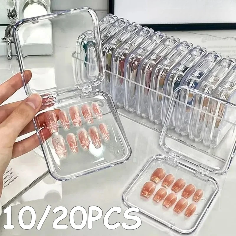 

10/20PCS Acrylic Nail Storage Box Transparent Plastic Organizer for False Nails Display and Salon Essentials Jewelry Storage Box