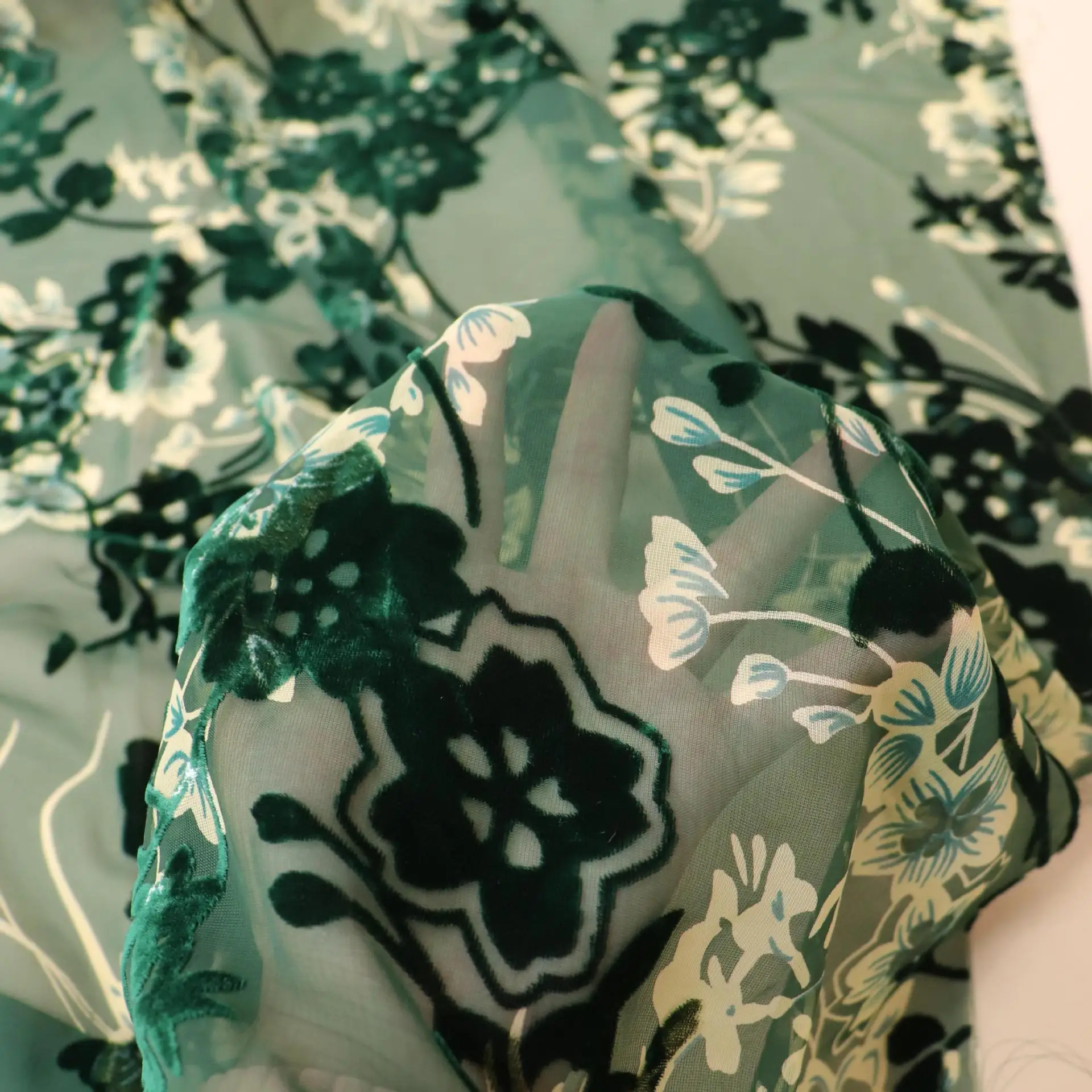 

9773 Woven Brocade Sticky Velvet Printed Burnt out Burnt Velvet Fabric Nightdress Dress Cheongsam Cloth