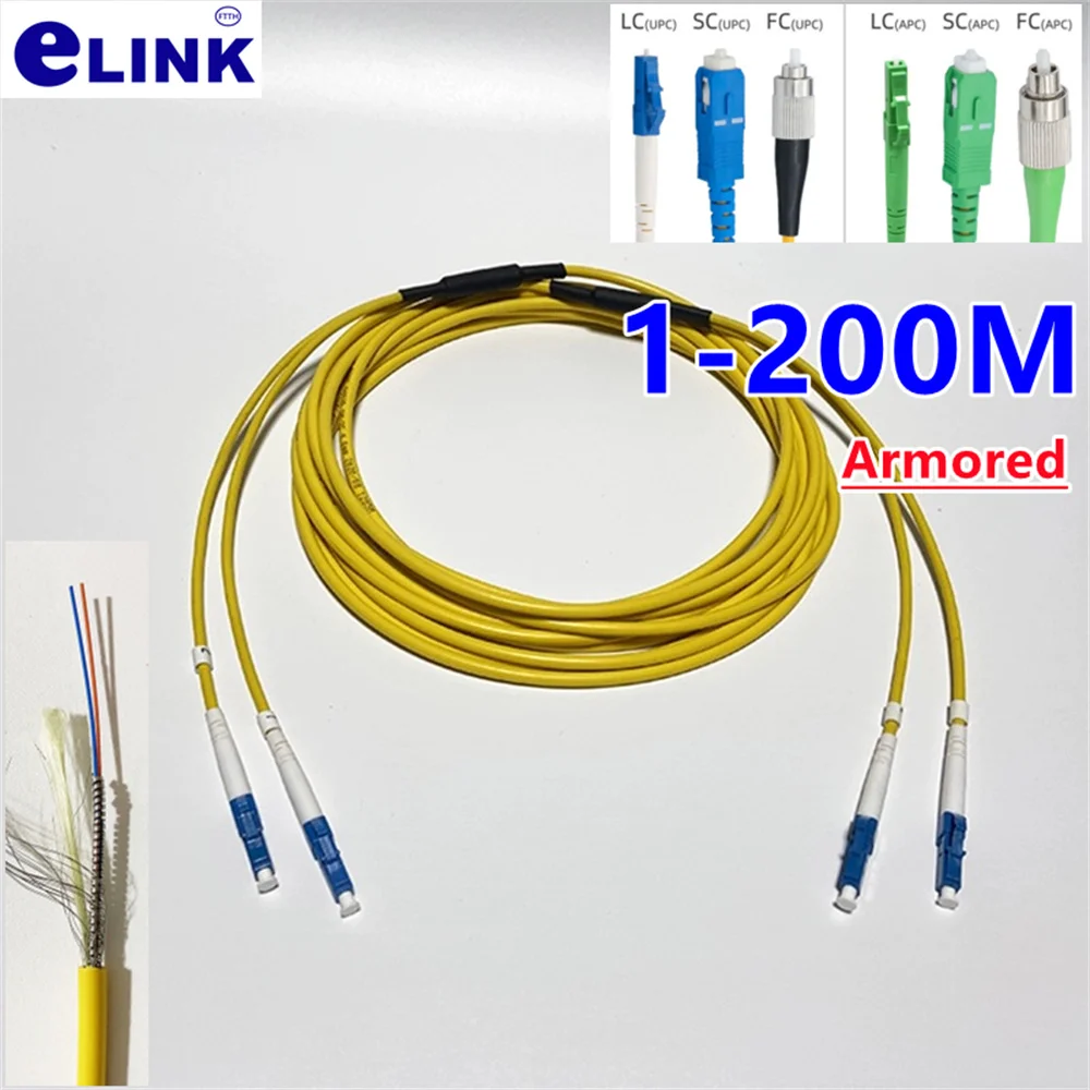 armored fiber optic jumper 1-200m SC LC FC ST UPC APC 4.0mm 100m 50m 60m5m duplex singlemode bold yellow for print photo machine