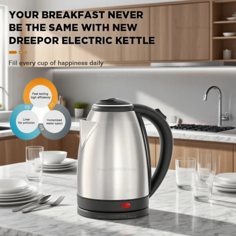 Stainless Steel Electric Kettle Kitchen Appliances Smart Kettle For Hotel Family Trip Kitchen Rust-proof Durable Electric Kettle