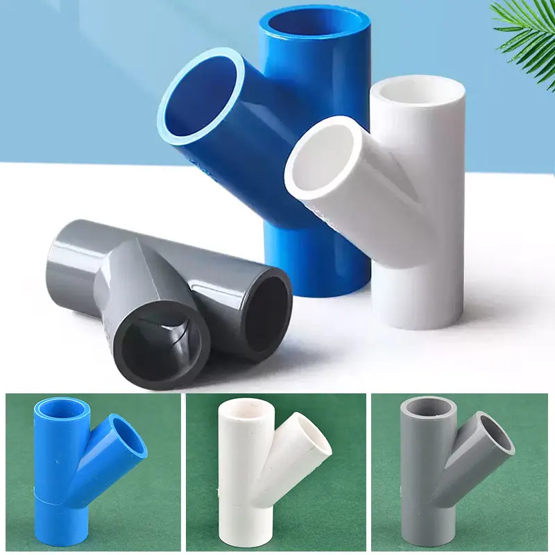 

20/25/32/40/50mm PVC Oblique Tee 45 Degree Connector Garden Irrigation 3 Way Joint Aquarium Fish Tank Watering Fittings Joint