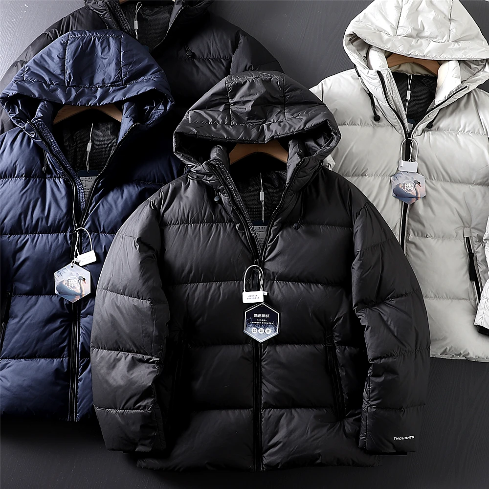 

Мужской уличный зимний пуховик с капюшоном, ветрозащитный, водостойкий, термостойкий, светоотражающий, с наполнителем из гусиного пуха, Thiened, полиэстер F...