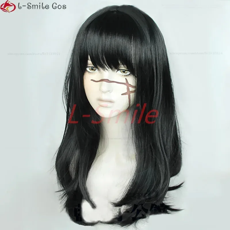 111 www longo preto mitaka asa anime cosplay peruca adesivos resistente ao calor cabelo sintético dia das bruxas + wi