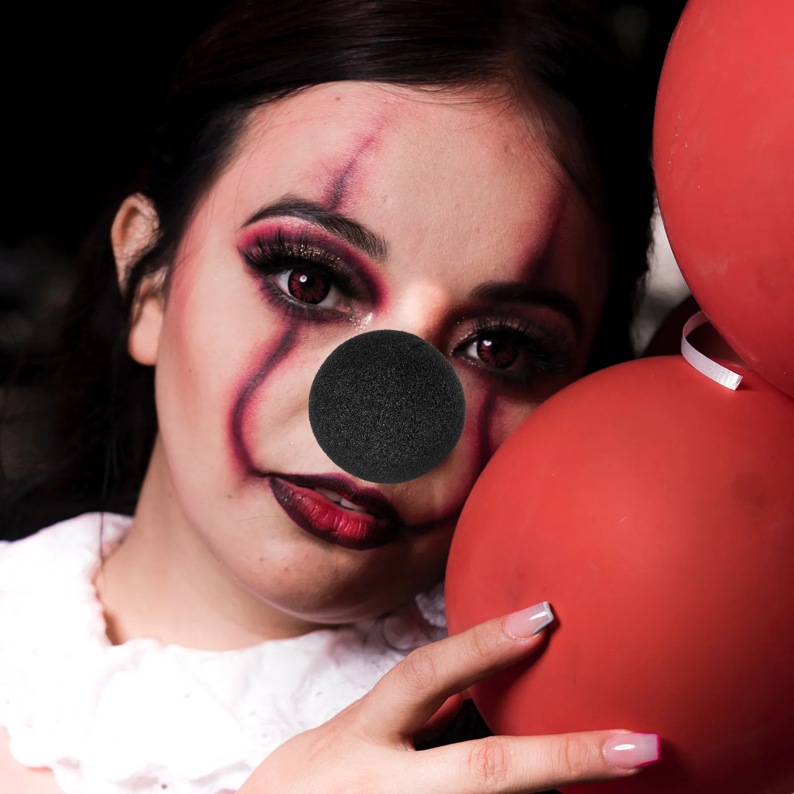 

50Pcs Soft Sponge Clown Nose Dress-Up Prop Easy Clip on for Christmas Halloween Party Stage Events Black Clown