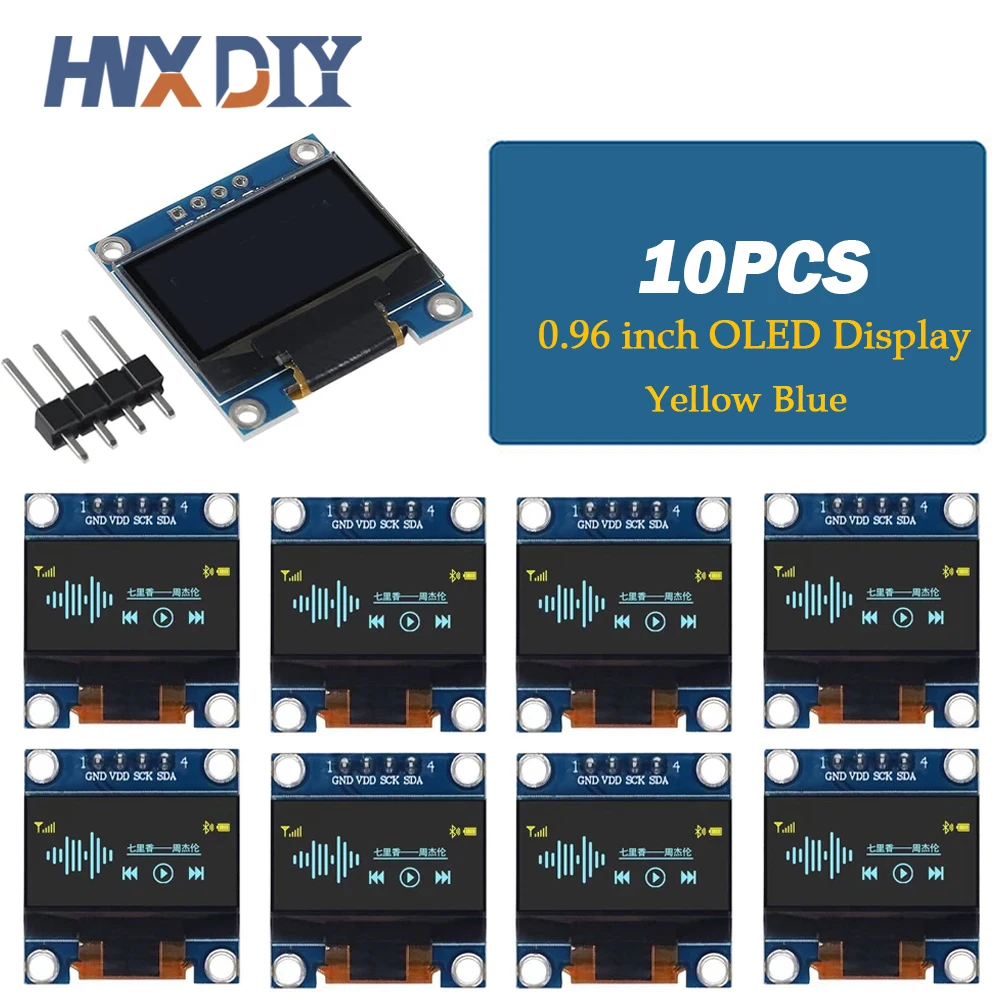 1-10 Stück 0,96 Zoll IIC Seriell Weiß/Blau/Gelb Blau OLED-Anzeigemodul 128X64 I2C SSD1306 12864 LCD-Bildschirmplatine für Arduino