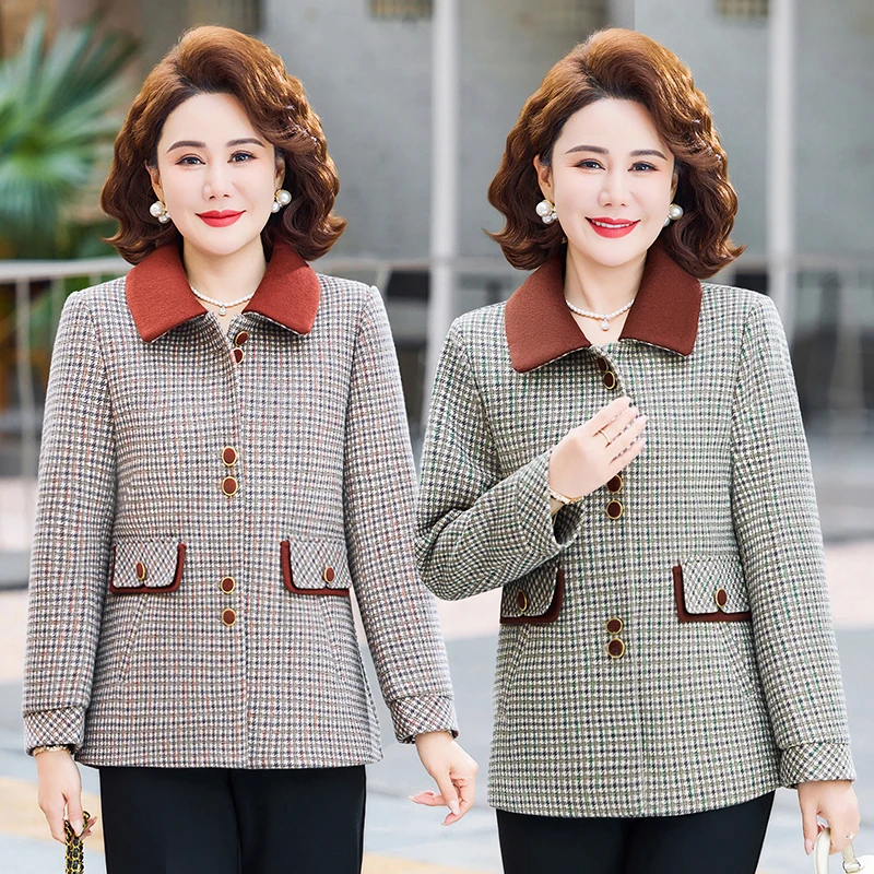 

Новый женский укороченный пиджак для женщин среднего возраста, весенний, с длинными рукавами, элегантный, модный, люксовый, для мам